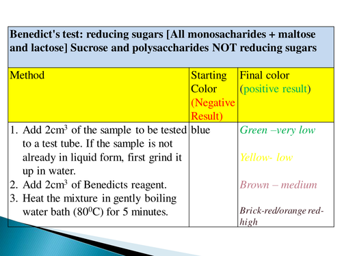 Biology Food Tests