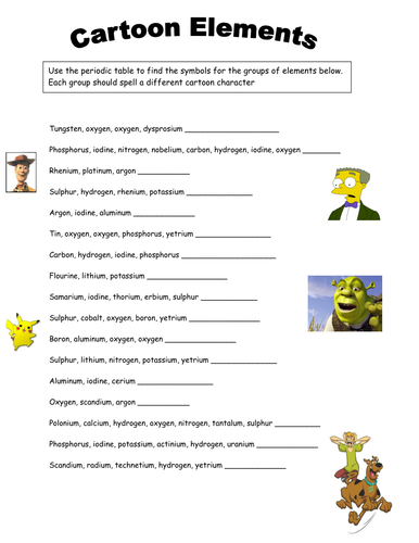 Images Of Cartoon Elements Worksheet Answer Key Pdf