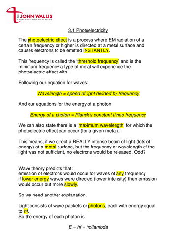 Photoelectricity Notes For Physics