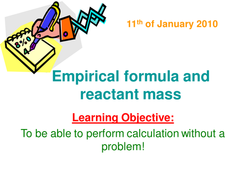 Empirical formula and reacting masses