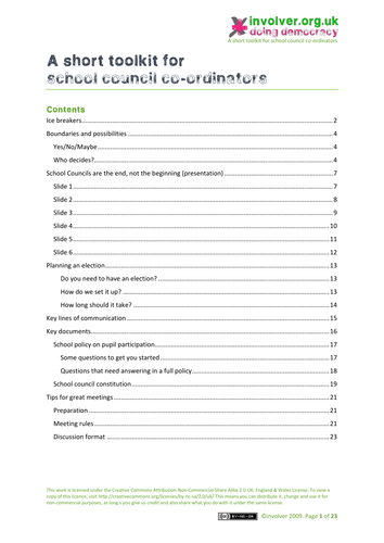 A short toolkit for school council co-ordinators