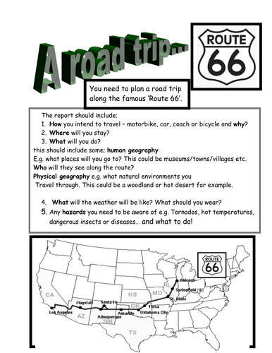 Route 66 Map Activity