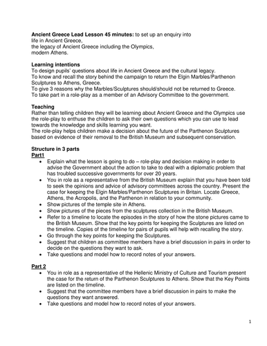 A way into Ancient Greece and the Olympics