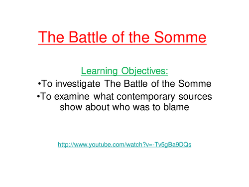 Lesson 6 - The Somme