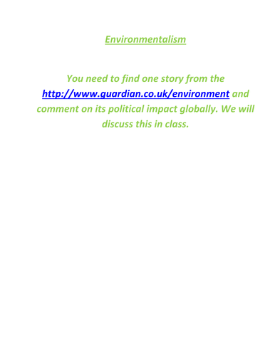 Environmentalism homework