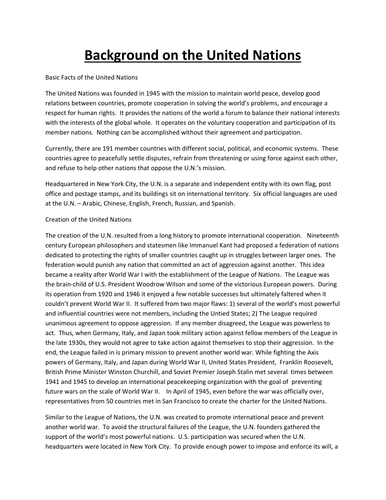 Background on the United Nations