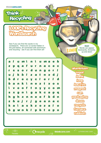 recycling wordsearch teaching resources