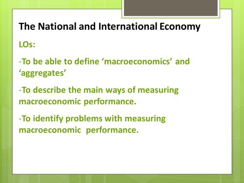 The National and International Economy Introductio