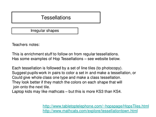 Irregular Tessellations activity - math meets art