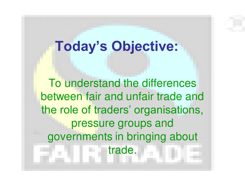 Citizenship Intro to Fairtrade for test