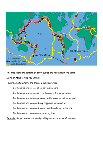 Location of earthquakes and volcanoes