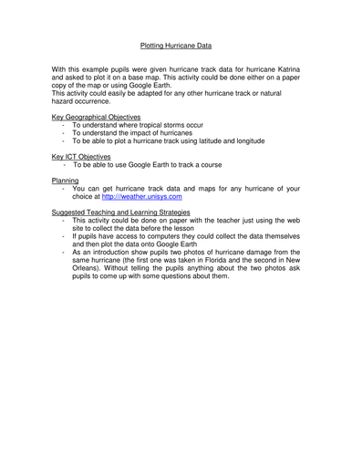 Instructions for plotting hurricane tracks