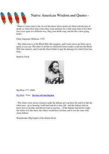 Lots of quotations from Native American sources