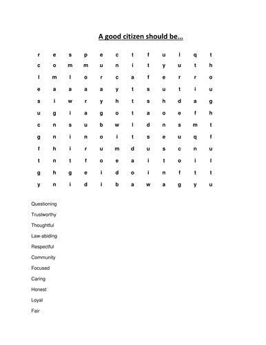 'A good citizen should be' crossword