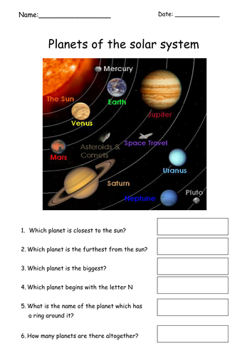 Simple Planets Worksheet by Tracey1981 - Teaching Resources - TES