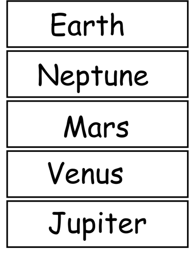 Short words and initial letter matching PLANETS | Teaching Resources