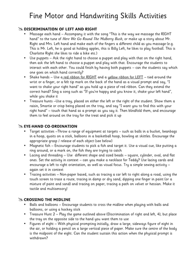 Fine Motor and Handwriting Development Activities