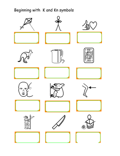 silent k followed by n kn worksheet by uk teaching