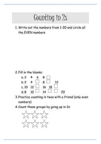 Counting in 2’s Handout