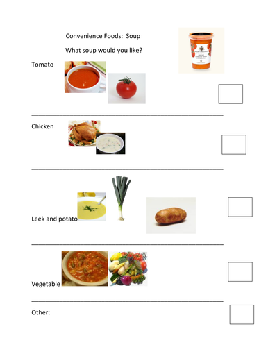 Make a choice between 3 soups | Teaching Resources