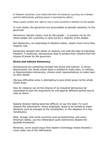 Elections and democracy