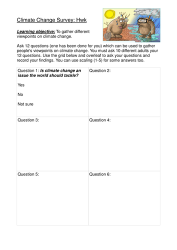 Climate change: Students complete a survey