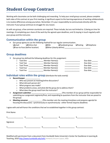 group assignment contract template