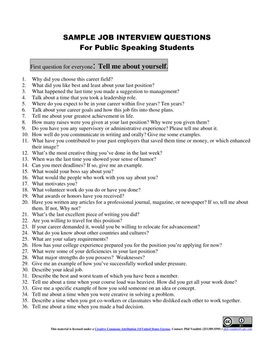 Mock interview question examples image