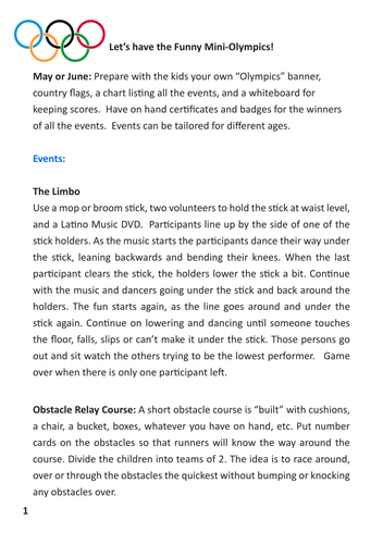 "Let's Have Funny Mini Olympics!"