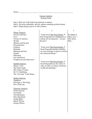 36 The Great Gatsby Character Worksheet Answers - support worksheet