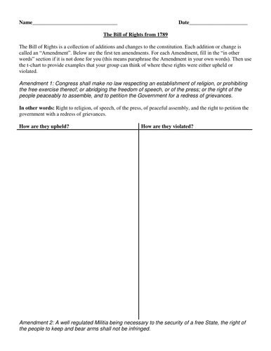 Worksheet Bill Of Rights Matching Worksheet bill of rights worksheet doc with activity by groovingup teaching