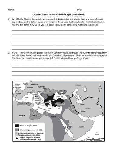 Ottoman Empire Map and Questions | Teaching Resources
