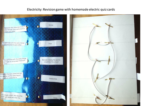 Electricity quiz cards