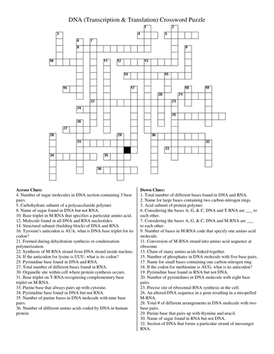 Dna Crossword Puzzles Teaching Resources