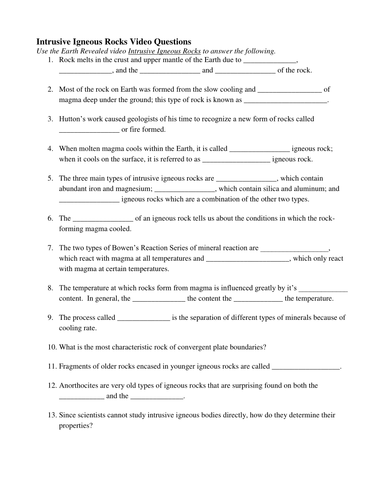 Rock Types Video Worksheets | Teaching Resources