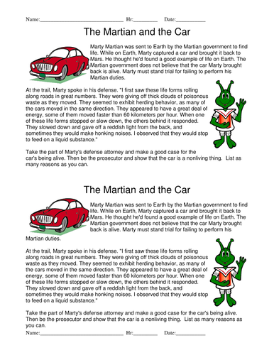 The Martian And The Car Answers Waltery Learning Solution For Student