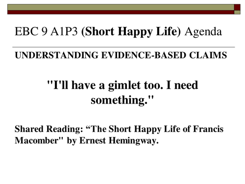 Making Evidence-Based Claims ELA/Literacy Grade 9