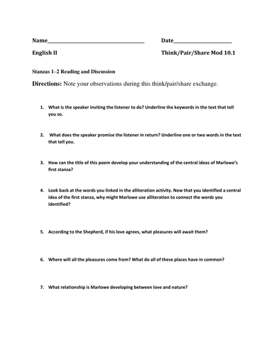 ELA Module 10.1 Reading Closely & Writing (Poems)