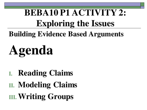 Building Evidence Based Arguments Grade 10 (ELA)