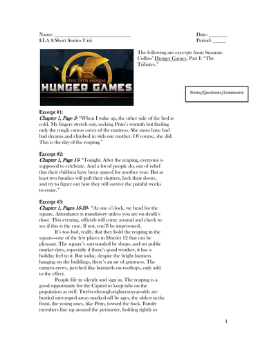 hunger games notes for each chapter