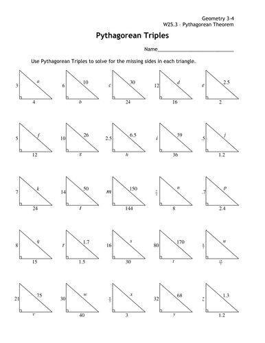 Working with Pythagorean Triples | Teaching Resources