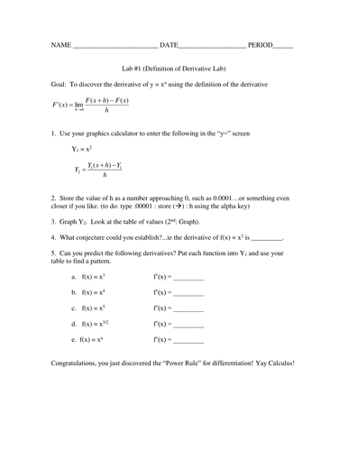 Discover the Power Rule for finding the derivative | Teaching Resources
