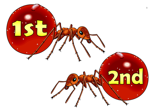 Red Ants Themed Ordinal Numbers and in words