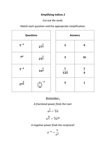 Simplifying Indices Match Up