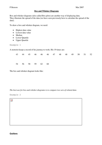 Box and Whisker Diagrams