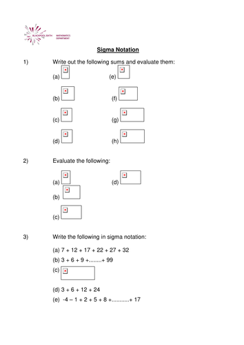 Sigma Notation | Teaching Resources