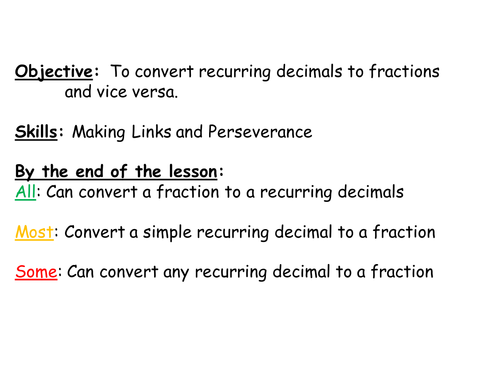Converting fractions to & from recurring decimals