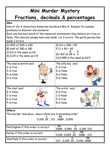 Murder mystery using  fr/dec/perc