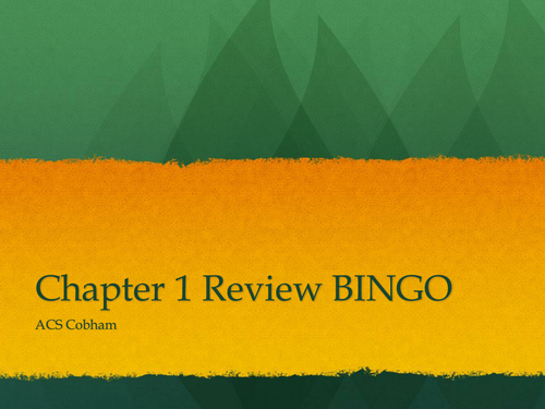 Big Ideas Math - Green Book - Chapter 1 BINGO