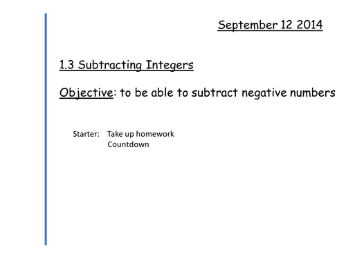Subtracting Negative Numbers | Teaching Resources